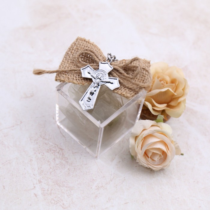 Crocifisso con Portachiave per Comunione Confezionato su Plexiglass