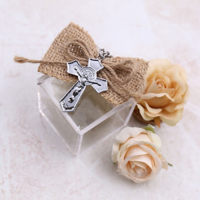 Crocifisso con Portachiave per Comunione Confezionato su Plexiglass