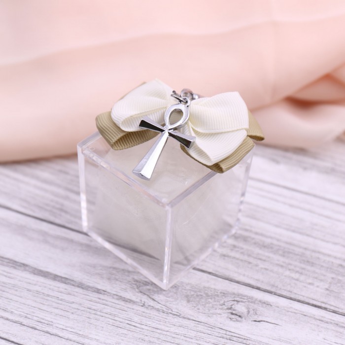 Croce Alata con Portachiave per Comunione Confezionata su Plexiglass