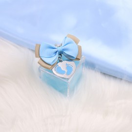 Portachiave Cuore Piedini Bomboniera Nascita su Plexiglass con Confetti
