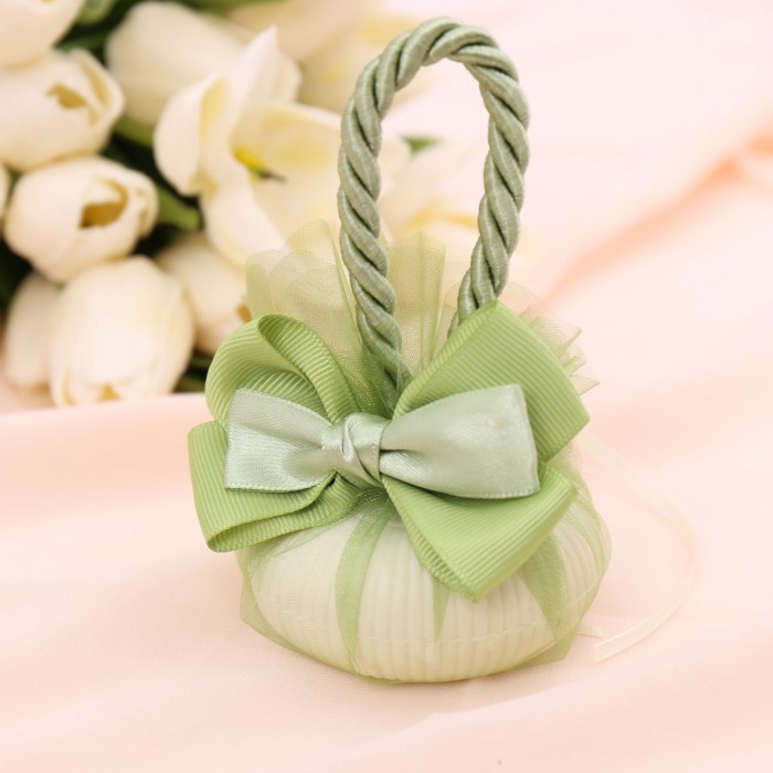 Segnaposto Promessa Saponi Profumati Verde con fiocco e Fiore in Stoffa