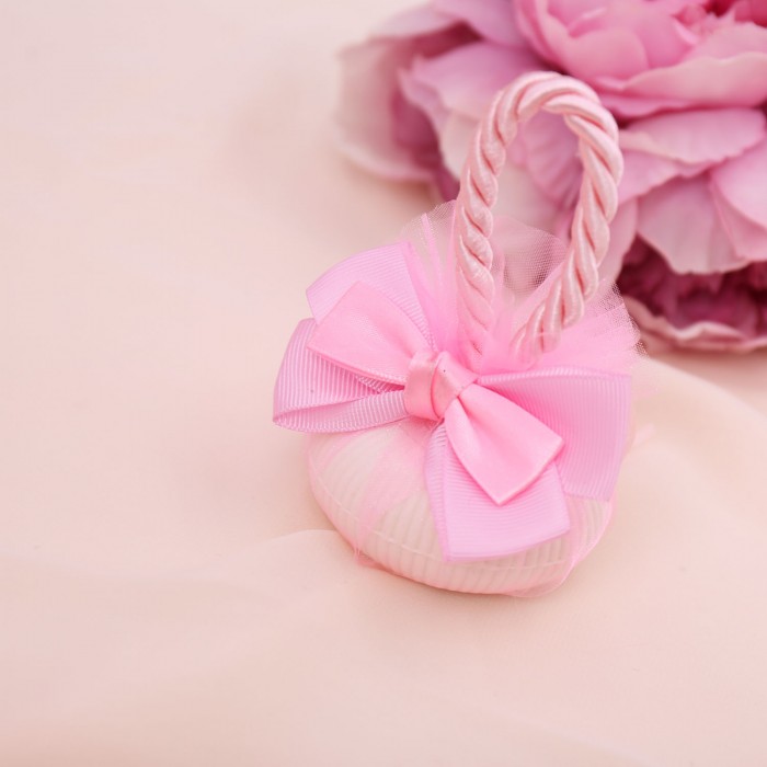 Segnaposto Nascita e Comunione Saponi Profumati con fiocco Rosa e Fiore in Stoffa