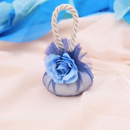 Segnaposto Blu Saponi Profumati con fiocco e Fiore in Stoffa