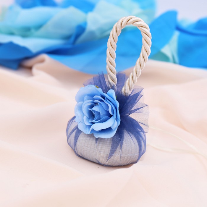 Segnaposto Blu Saponi Profumati con fiocco e Fiore in Stoffa
