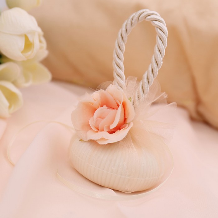 Segnaposto Saponi Profumati Panna e Rosa con Fiore