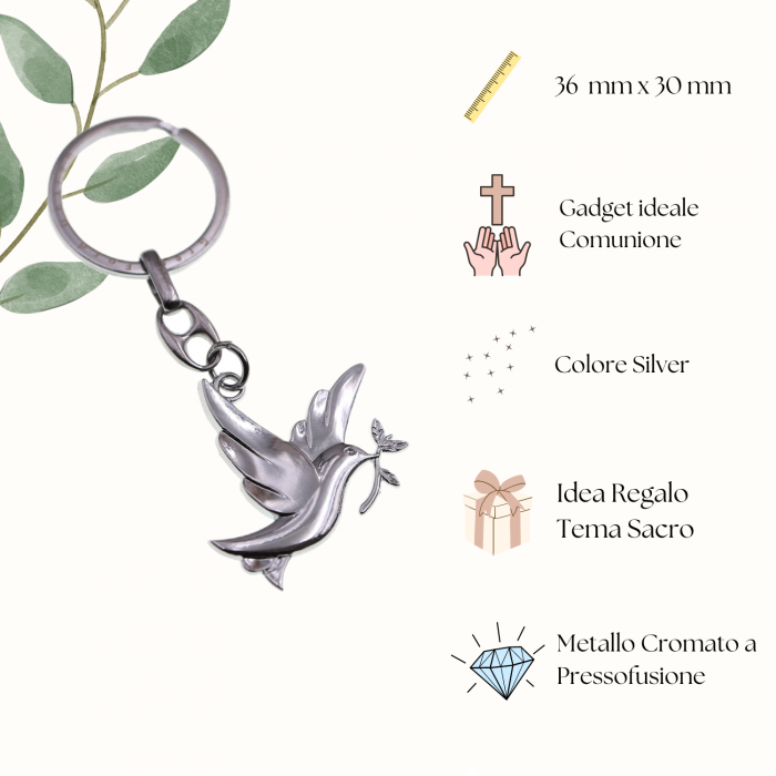 Torta Bomboniera Colomba della Pace con Rametto Bomboniera Portachiave