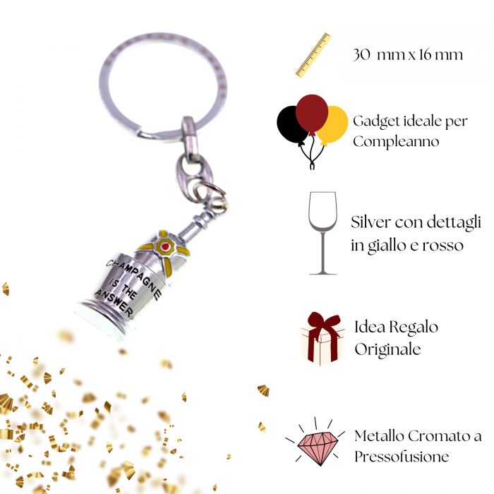 Torta Bomboniera Compleanno 18 anni Portachiave Champagne in secchiello