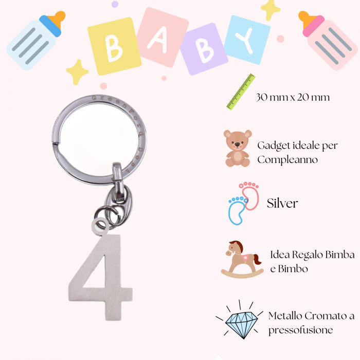 Numero 4 Portachiave Silver Idea Compleanno Fai Da Te
