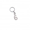Numero 6 Portachiave Silver Idea Compleanno