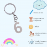 Numero 6 Portachiave Silver Idea Compleanno