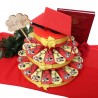 Torta Portafortuna Laurea Portachiave Gufetto Rosso, Tocco e Libri