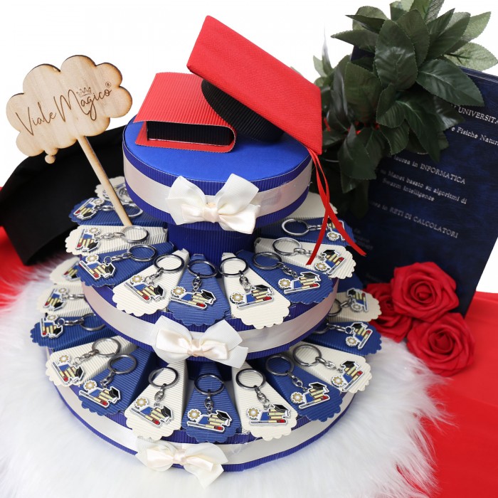 Bomboniera Laurea Torta con Portachiave Ingegneria Elettronica