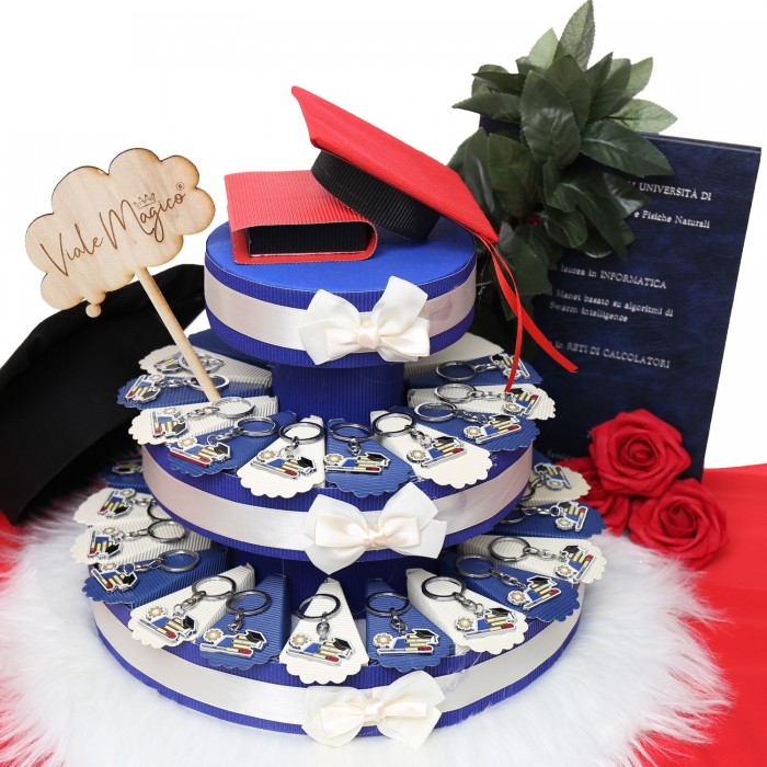 Bomboniera Laurea Torta con Portachiave Ingegneria Elettronica