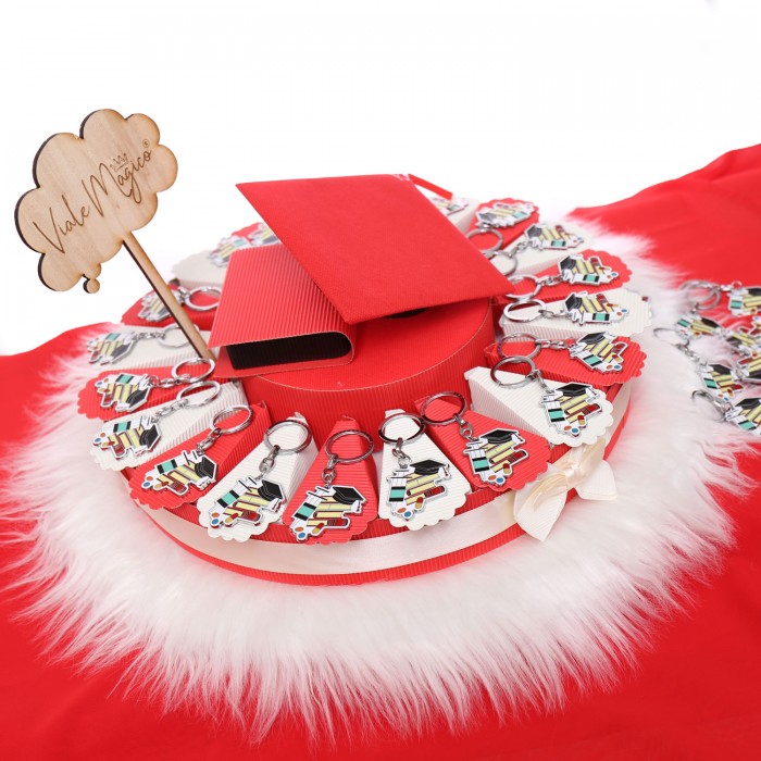 Confettata Su Scenografica struttura a forma di Torta Portaconfetti Con Portachiavi Siringa e Pillole Medicinali