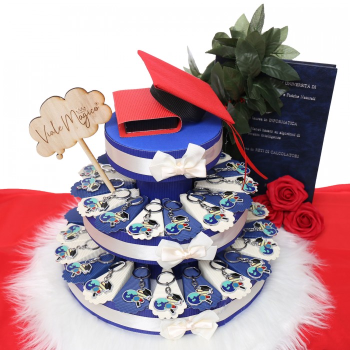 Laurea in Lingue Portachiave Torta Bomboniera