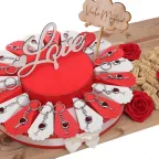 Torta Bomboniera Portachiave Fine Like Wine Vino Rosso con Cuore