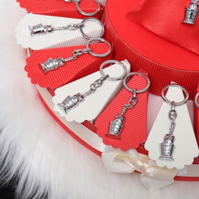 Torta Bomboniera Compleanno Portachiave Champagne in secchiello