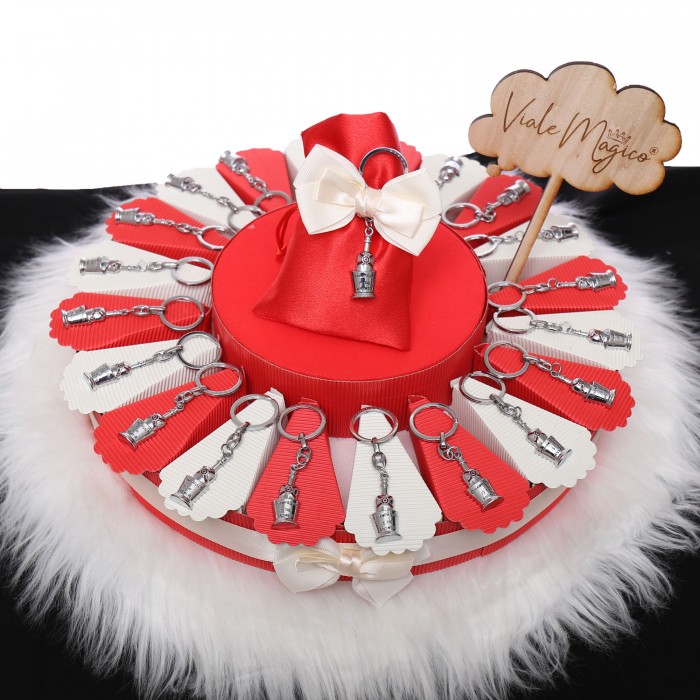 Torta Bomboniera Compleanno Portachiave Champagne in secchiello