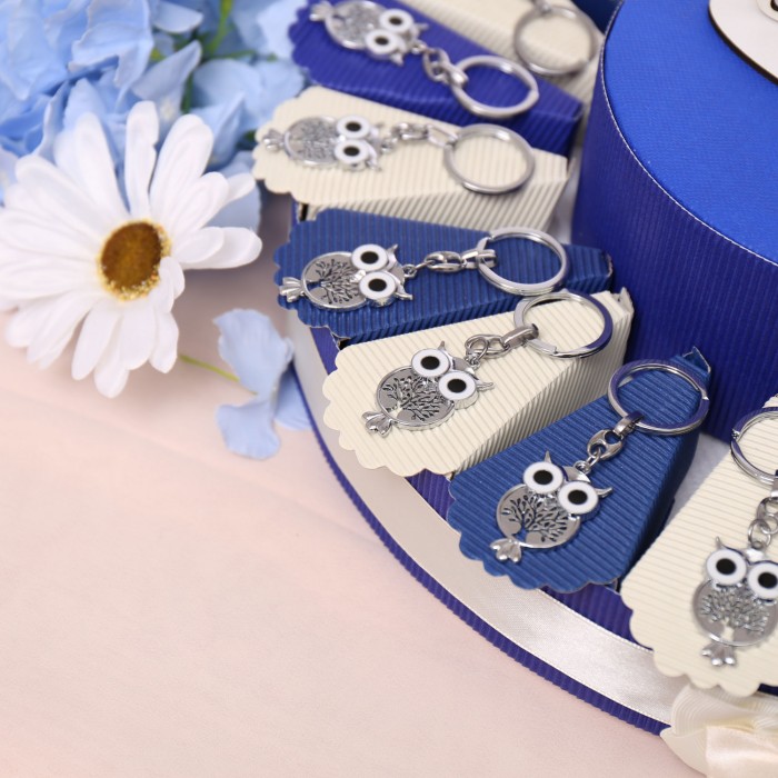 Torta Bomboniera Gufo Traforato Con Albero Della Vita Portachiave