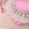 Torta Bomboniera Portachiave Nascita Baby Carillon Rosa Bimba