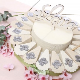 Torta Bomboniera Angioletto Silver Con Cuore in Rilievo