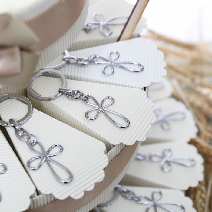 Torta Bomboniera Croce a Fiore Silver Bomboniera Portachiave