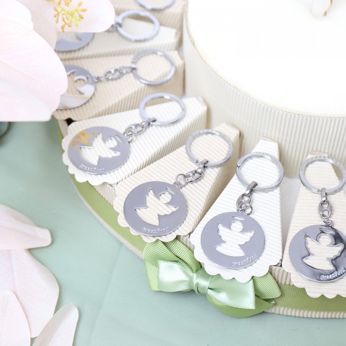 Bomboniere Comunione Battesimo Portachiavi Angelo con Aureola