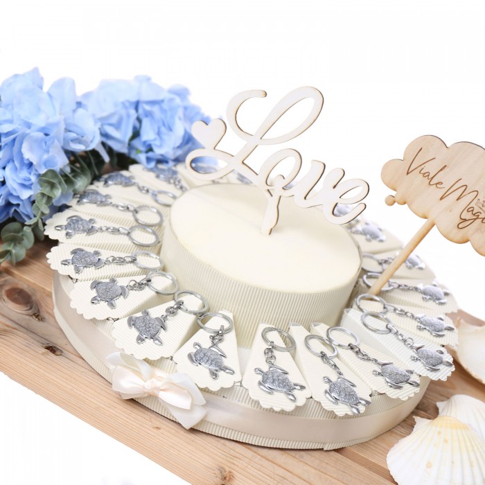 Torta Bomboniera Portachiave Tartaruga Fortunata Satin