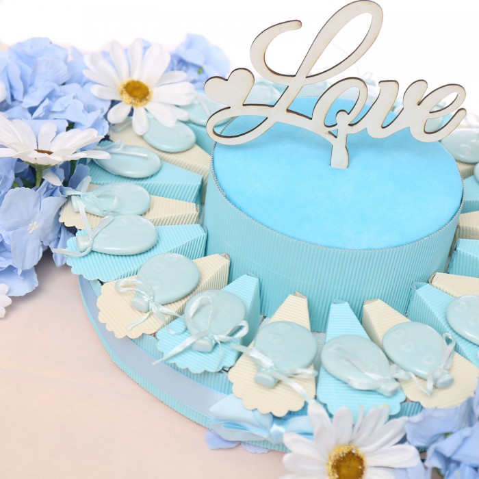 Palloncini Volanti Celesti Torta Bomboniera