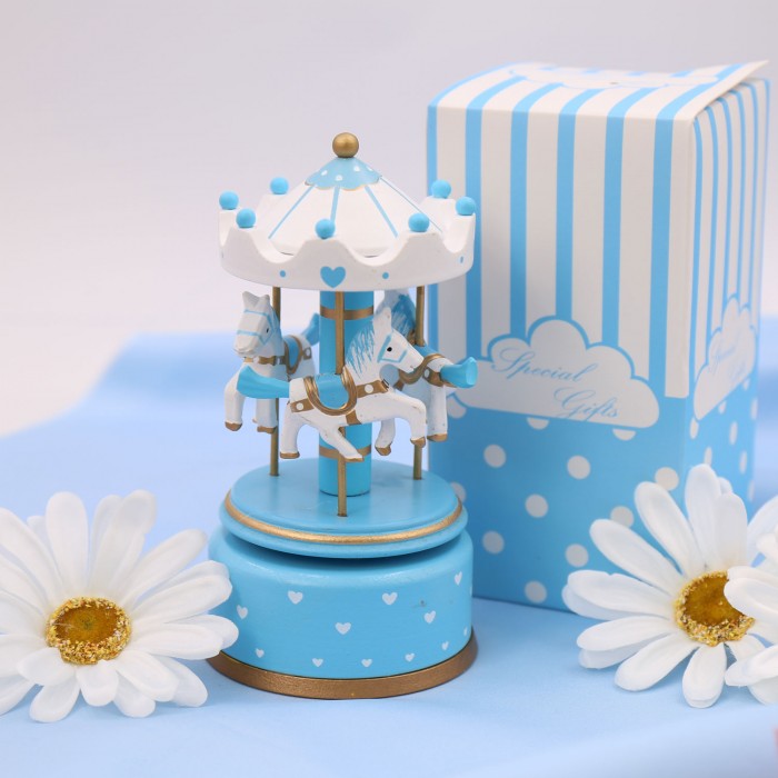 Carillon Melody Celeste con Pois Bianco Nascita Bimbo