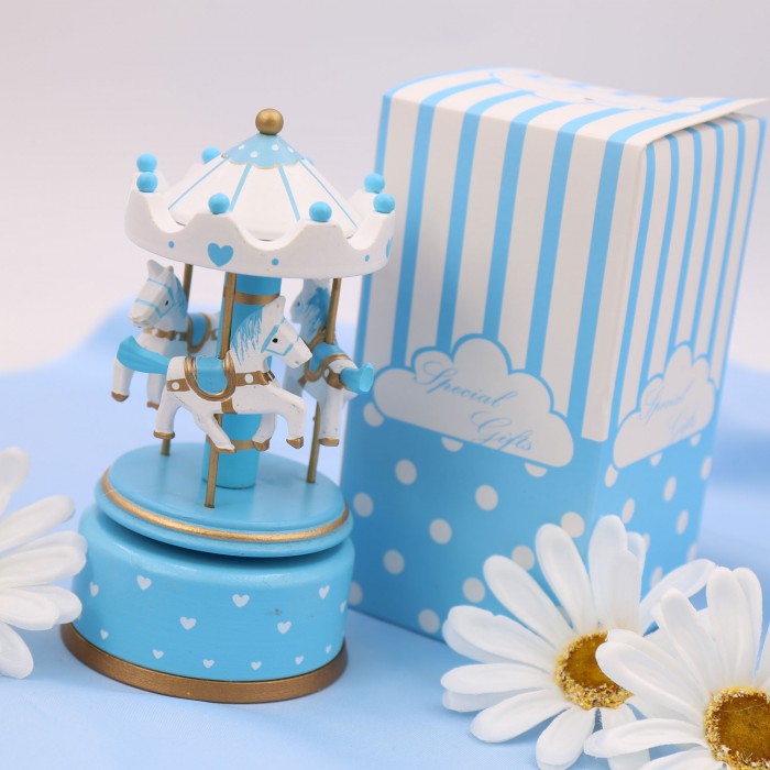 Carillon Melody Celeste con Pois Bianco Nascita Bimbo