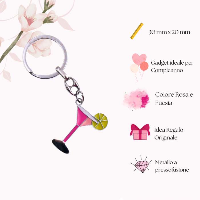 Confezionamento su Sacchetto Portachiavi Cocktail Bomboniera ideale per Compleanno