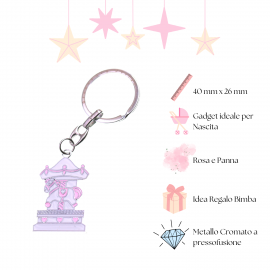 Bomboniera Confezionata Portachiave Nascita Baby Carillon Rosa Bimba