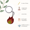Portachiave Ciondolo Fuoco Fiamma Su Scatolina In Plexiglass