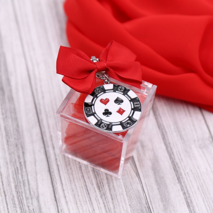 Portachiave Fiches Poker Bomboniera su plexiglass Compleanno