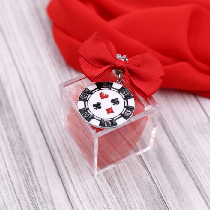 Portachiave Fiches Poker Bomboniera su plexiglass Compleanno