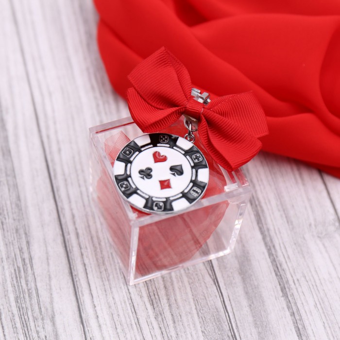 Portachiave Fiches Poker Bomboniera su plexiglass Compleanno