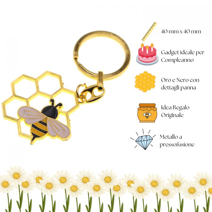 Plexiglass con Portachiavi Apina Su Alveare Dorata