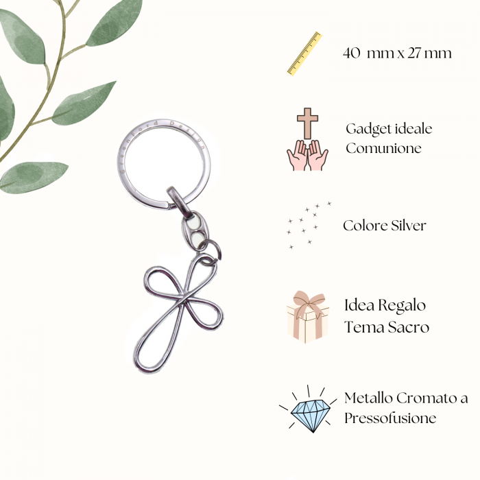Portachiave Croce a Fiore Silver Confezionato Su Plexiglass