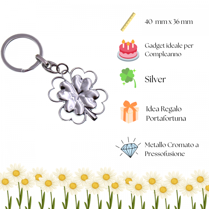 Portachiave Torta Quadrifoglio Elegante Bomboniera Su Plexiglass