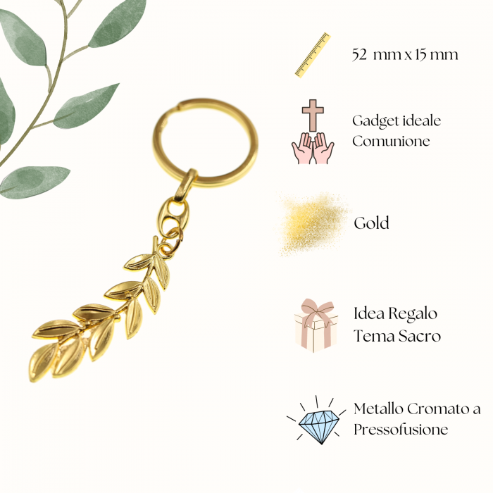 Bomboniera Confezionata Portachiave Rametto D'Ulivo Gold Comunione