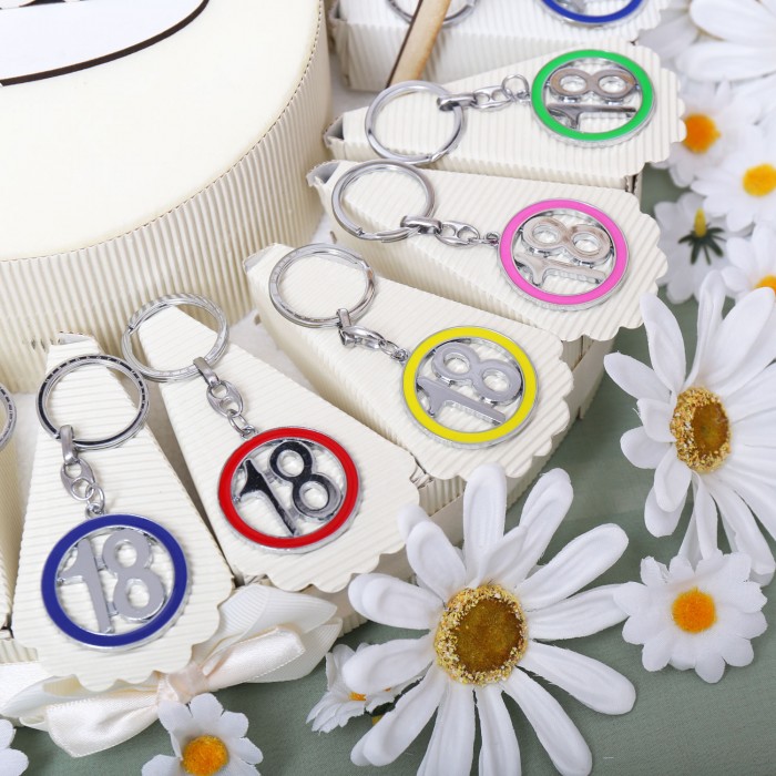 Portachiave Bomboniere Compleanno Cerchio 18 Mix Color