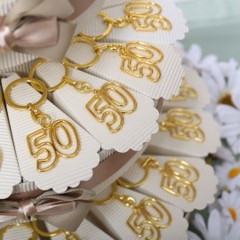 Portachiave Su Torta Bomboniera Numero 50 Gold