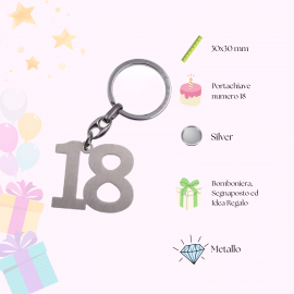 Bomboniera Portachiave Silver con numero 18 anni