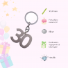 Portachiave numero 30 Silver per Compleanno