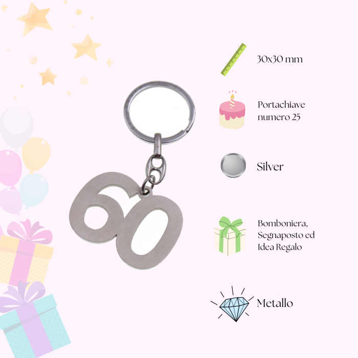 Portachiave Silver con numero 60