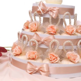 Bomboniera Torta Saponi Profumatissima Compleanno Con Fiore Panna e Rosa Comunione e Matrimonio