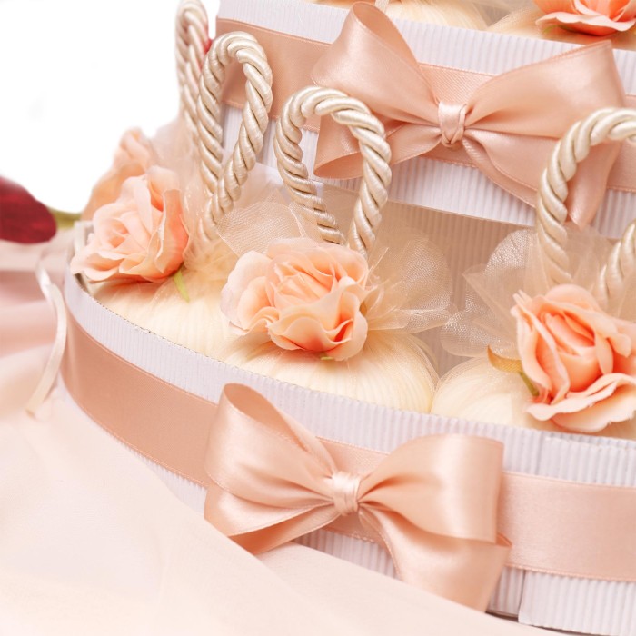 Bomboniera Torta Saponi Profumatissima Compleanno Con Fiore Panna e Rosa Comunione e Matrimonio