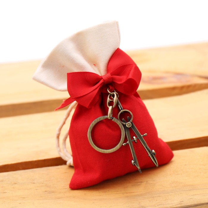 Gadget Laurea Architetto Portachiavi Compasso Retro Bronze con Sacchetto