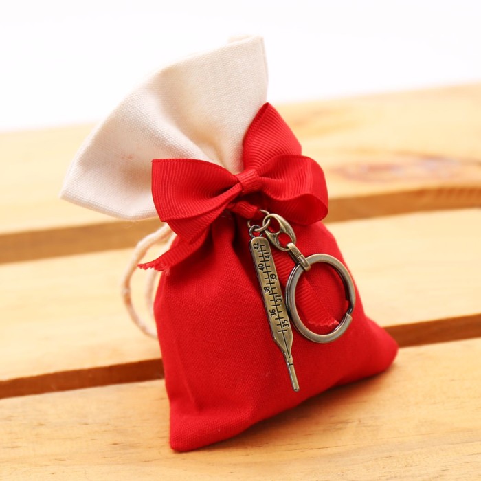 Bomboniere Laurea Infermieristica Portachiavi Termometro Medio Retro Bronze con Sacchetto